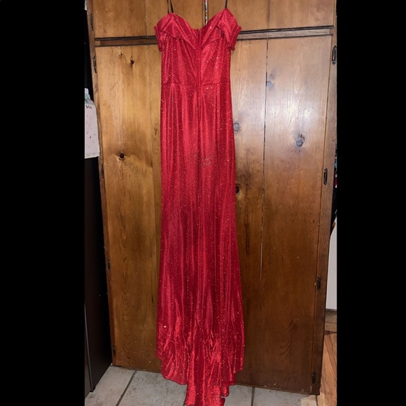 Red formal dress with slit - Picture 2 of 2